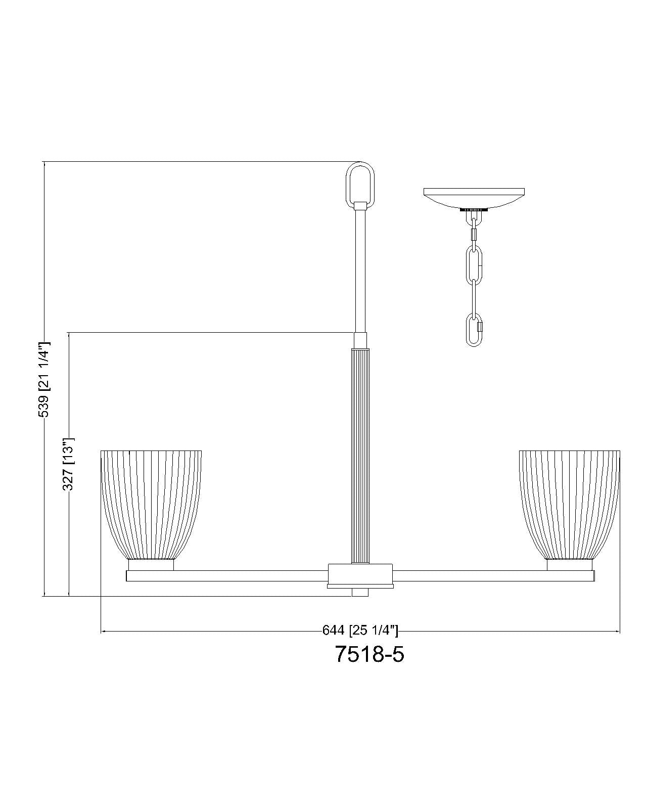 7518-5MGLD - Naya 5 Light 25" Chandelier - Modern Gold