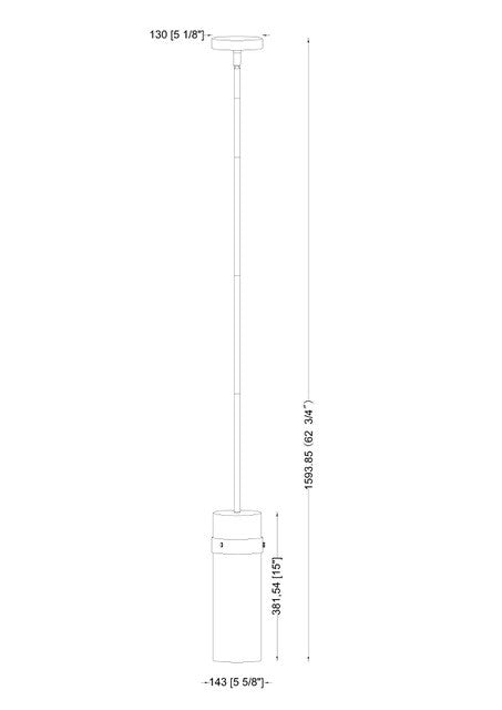 7002P5-ROD-MB - Fontaine 1 Light 6" Pendant - Matte Black