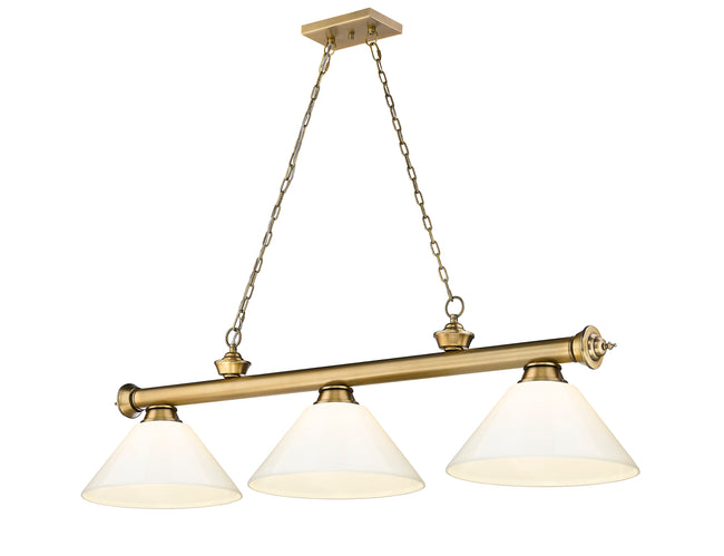 2306-3RB-PWH - Cordon 3 Light 57" Billiard - Rubbed Brass
