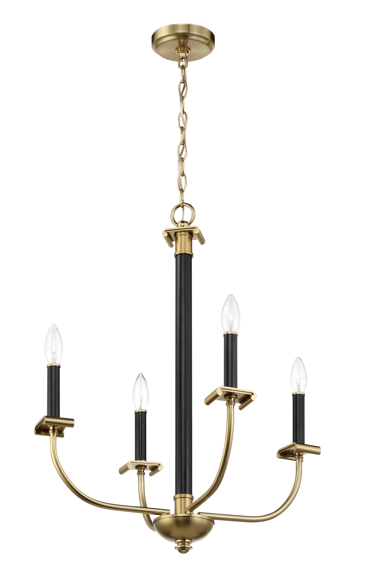 54824-FBSB - Stanza 4 Light 20" Wide Chandelier - Flat Black / Satin Brass
