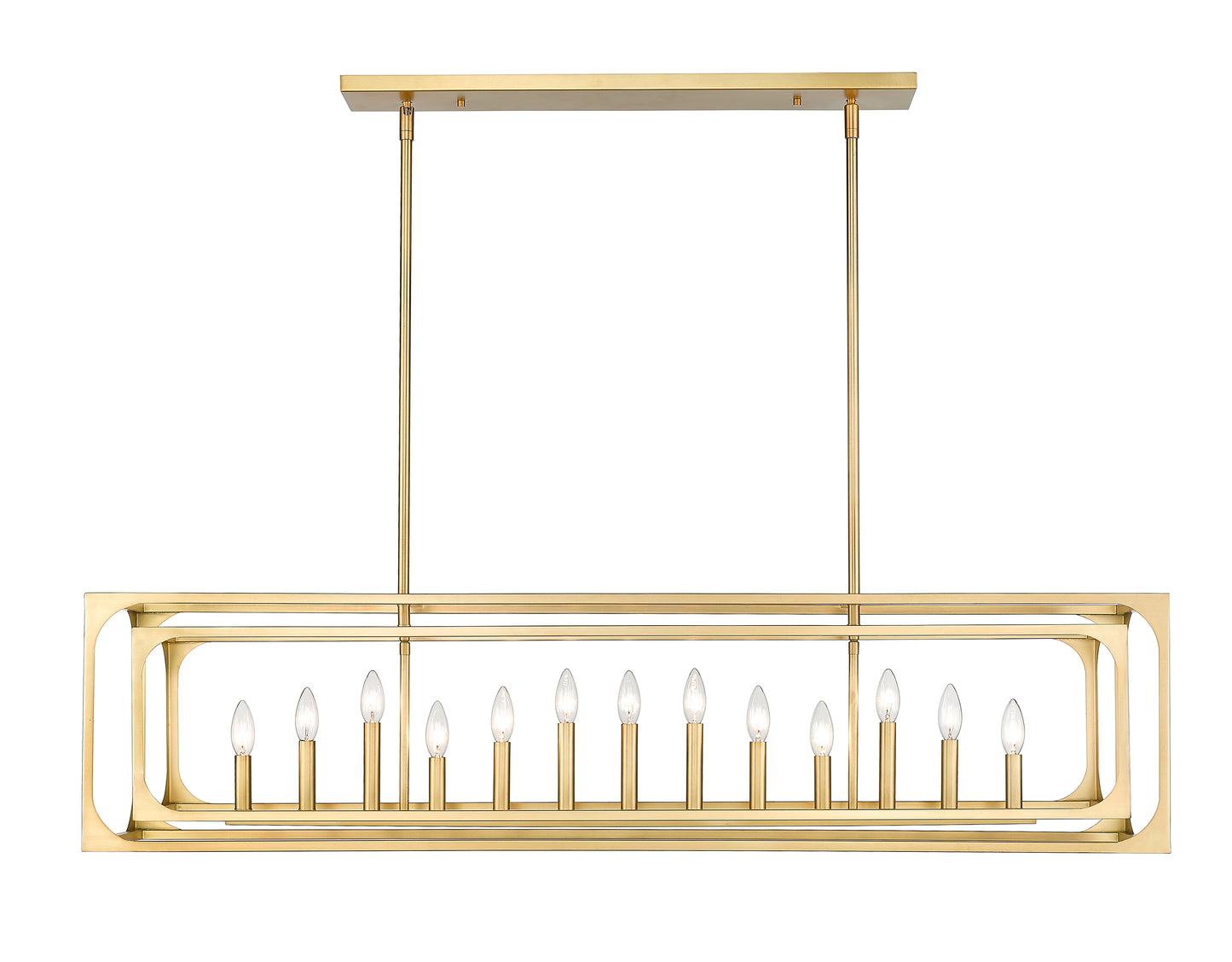 3038-13L-RB - Easton 13 Light Linear 54" Chandelier - Rubbed Brass