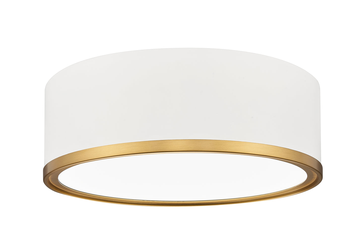 1018F12-MW-MGLD-LED - Bradley 1 Light Flush 12" Mount - Matte White / Modern Gold