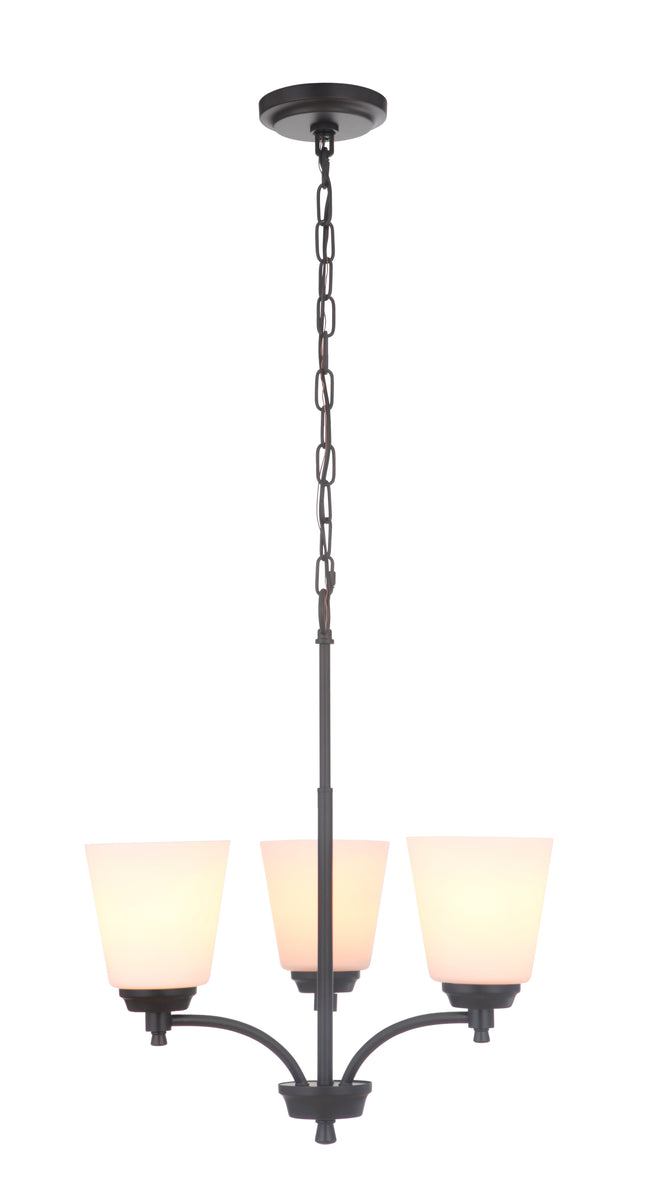 50223-FB-WG - Tyler 3 Light 20" Wide Chandelier - Flat Black
