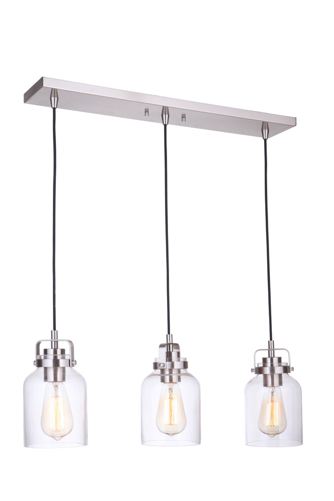 53693-BNK - Foxwood 3 Light 4.88" Wide Pendant - Brushed Nickel