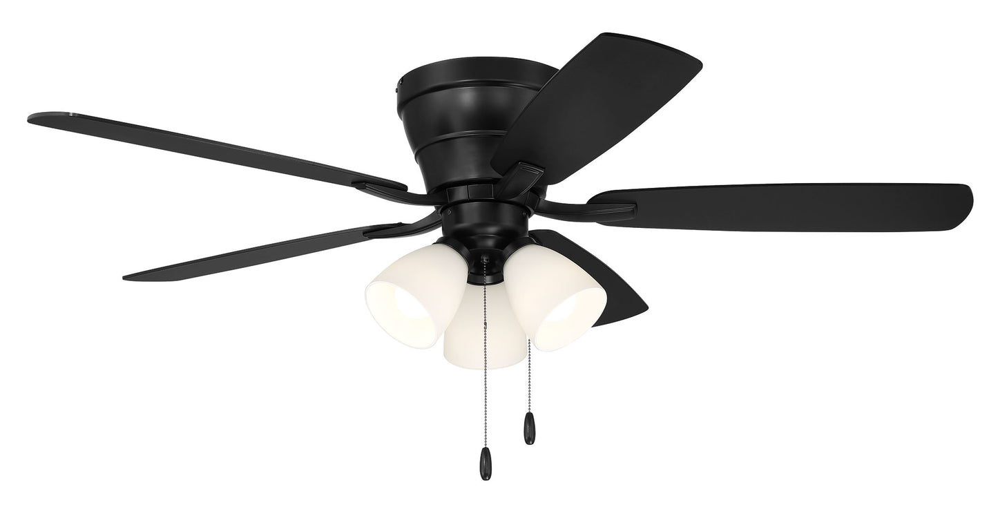 WHL52FB5C3 - Wheeler 52 3-Light 52" 5 Blade Ceiling Fan with Light Kit - Flat Black
