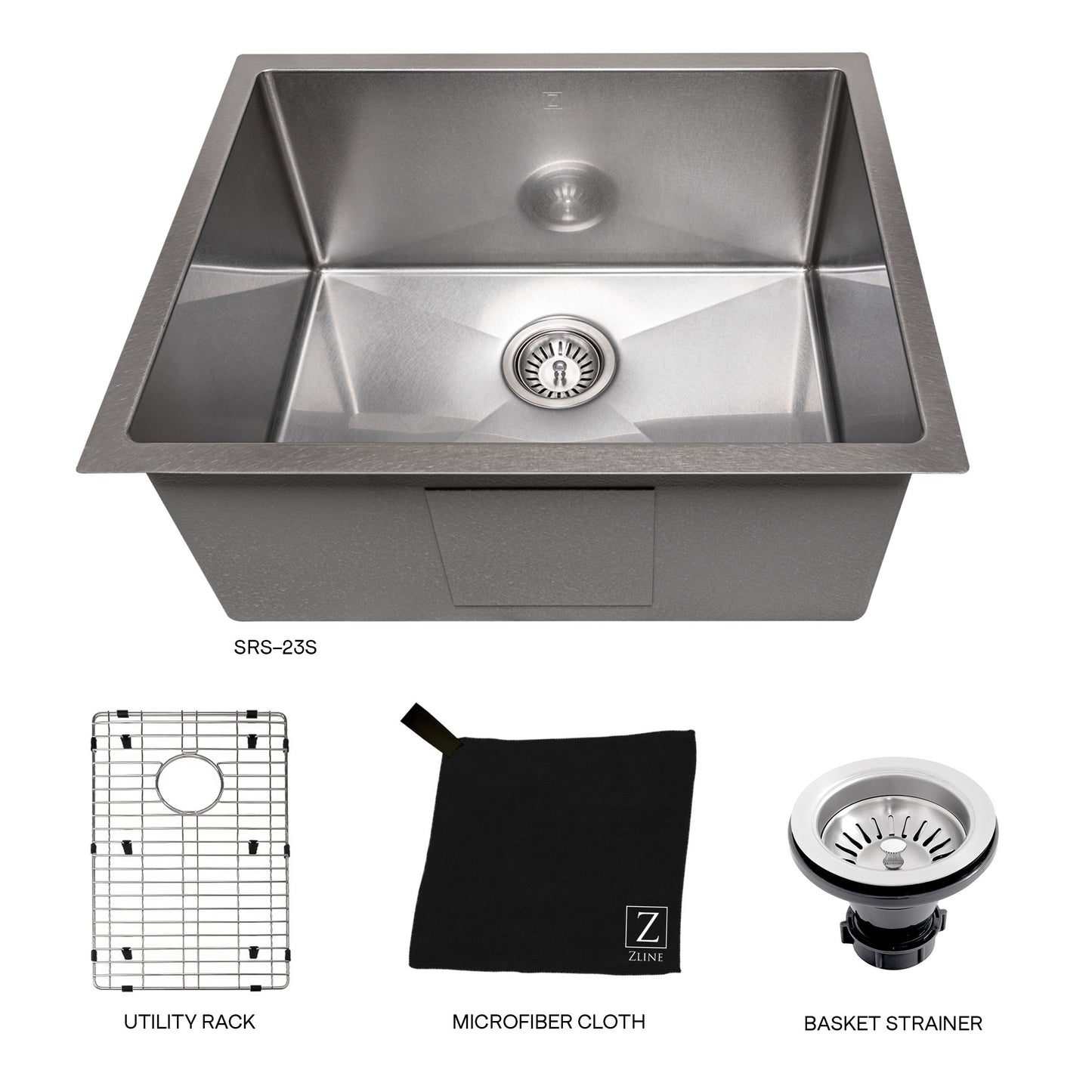 SRS-27S - 27" Meribel Undermount Single Bowl Satin Stainless Steel Kitchen Sink with Bottom Grid