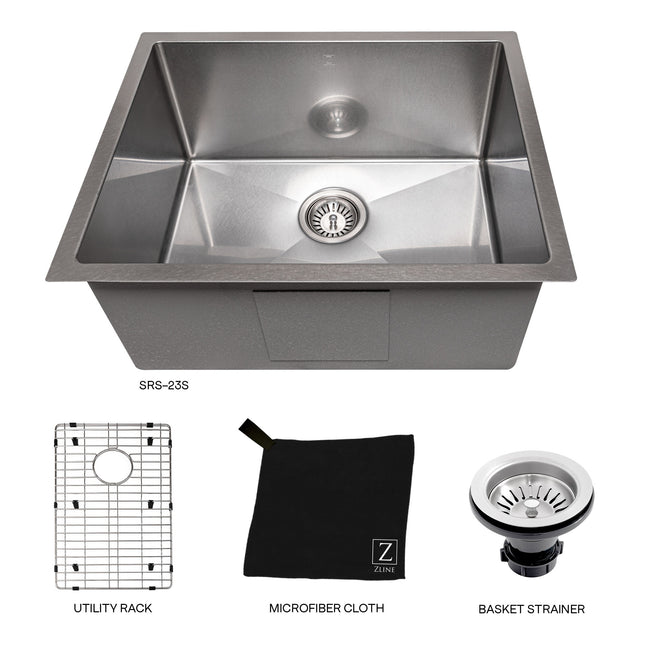 SRS-27S - 27" Meribel Undermount Single Bowl Satin Stainless Steel Kitchen Sink with Bottom Grid