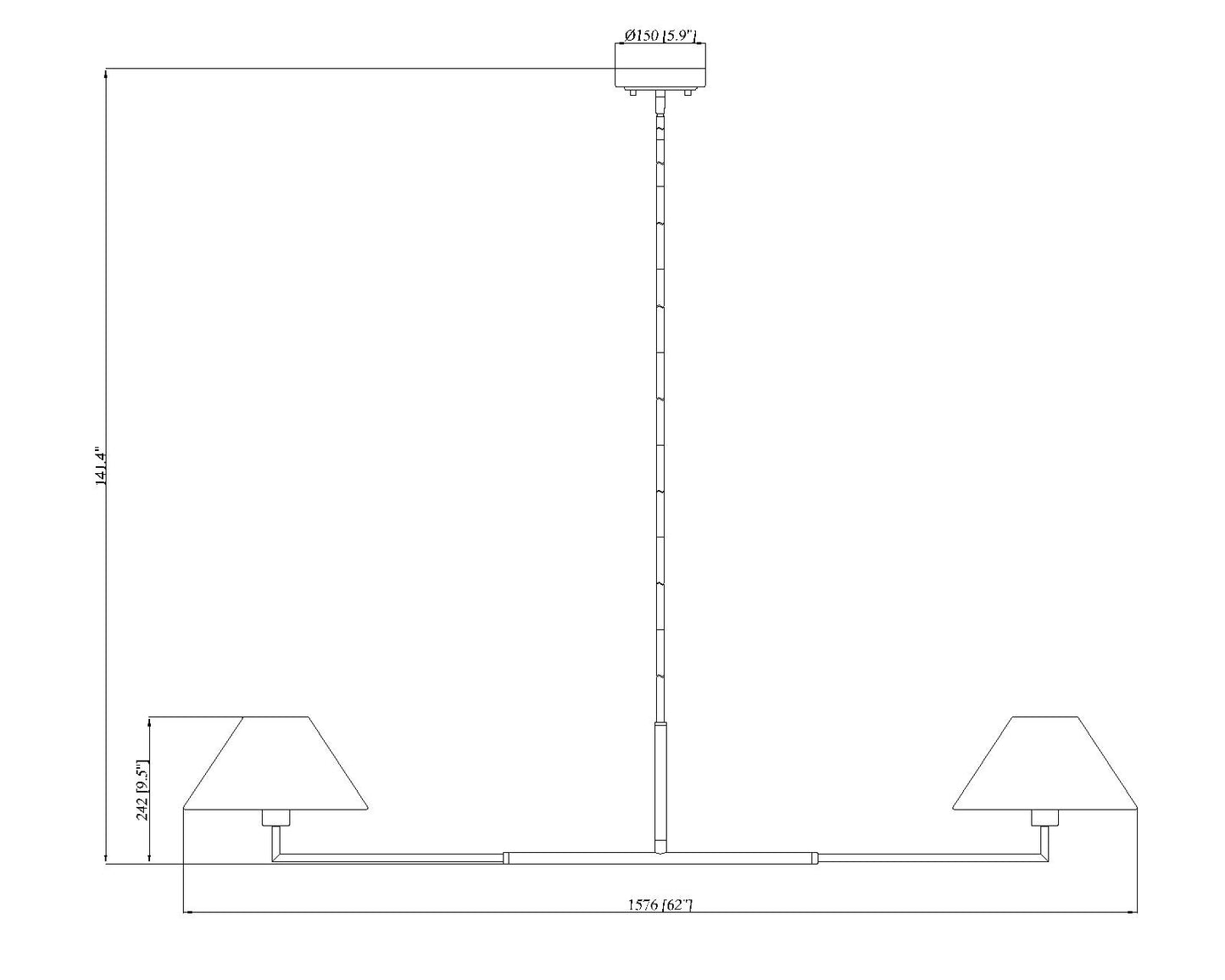 744-62L-MB - Leila 2 Light 12" Chandelier - Matte Black