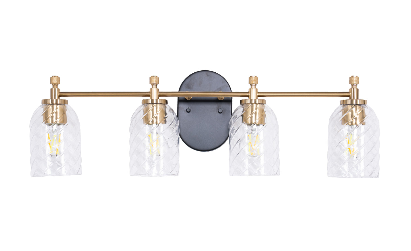 60304-FBSB-C - Council 4 Light 29" Wide Vanity Light - Flat Black / Satin Brass