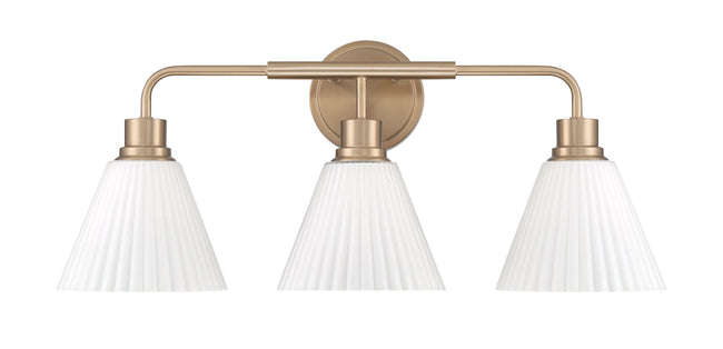 62303-CPZ - Pleated II 3 Light 25" Wide Vanity Light - Premium Bronze