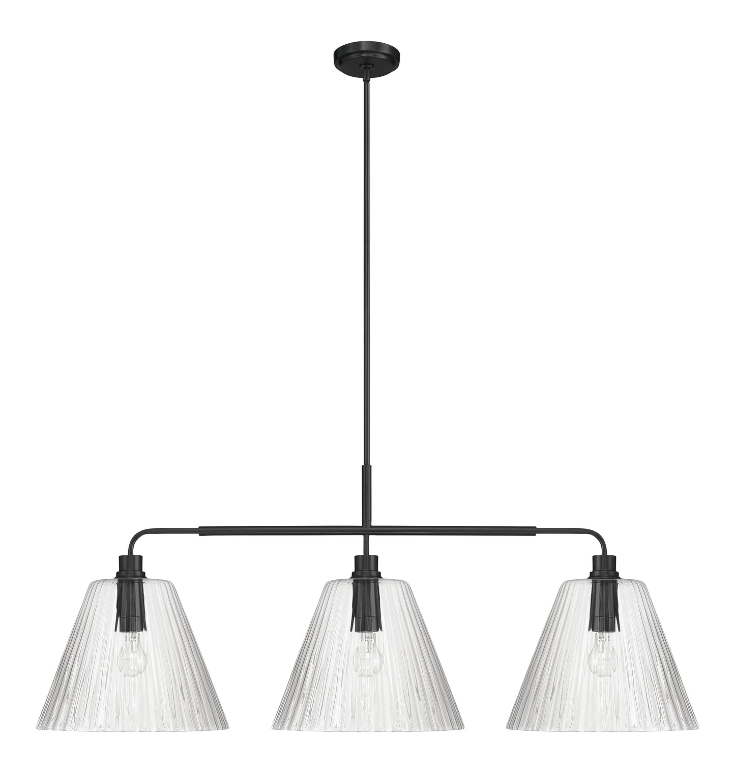 61173-FB - Pleated 3 Light 14" Wide Island Light - Flat Black