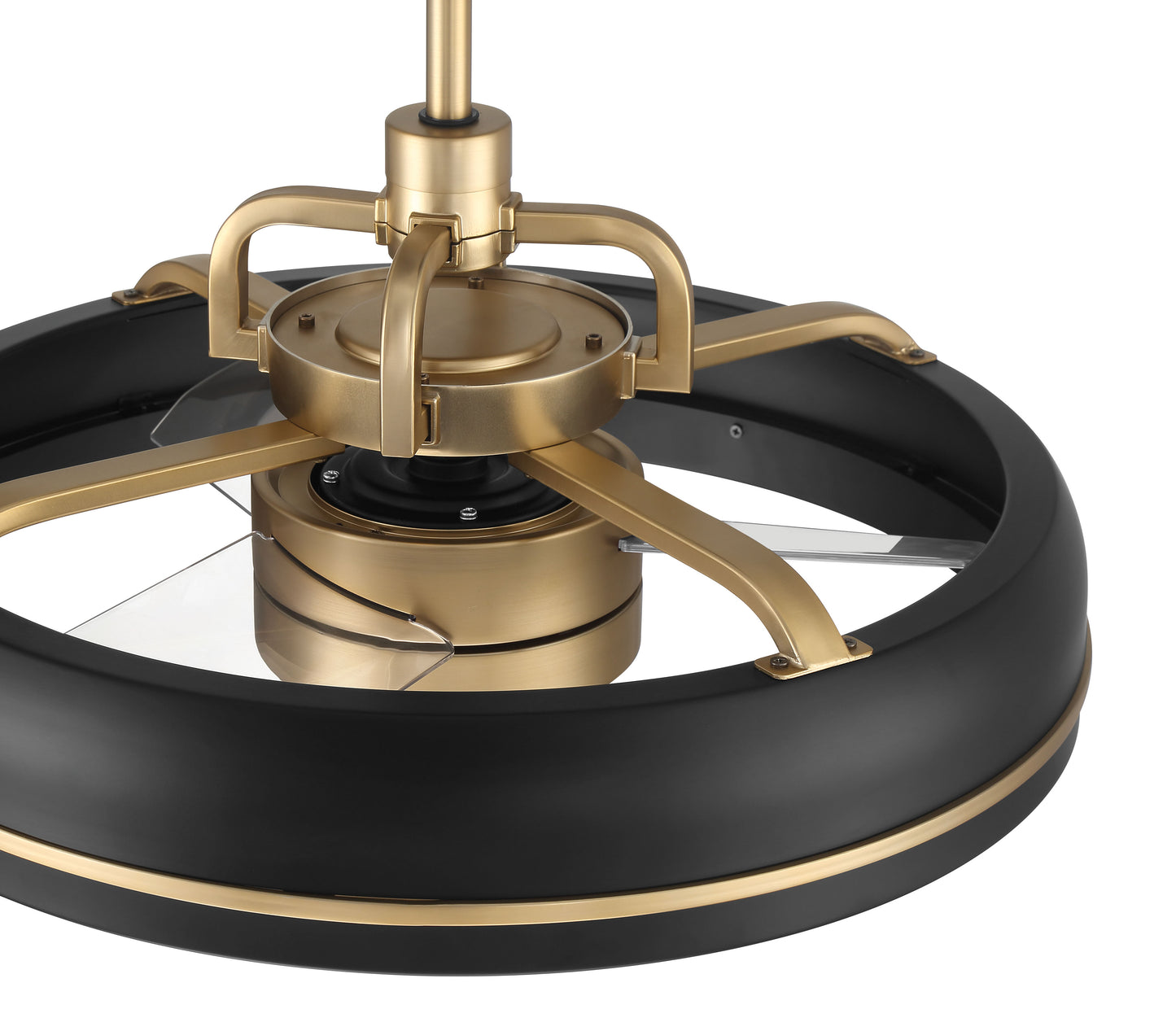 TYL24FBSB3-NWF - Taylor 18" Fandelier no Wifi 20" 3 Blade Indoor Outdoor Ceiling Fan with Light Kit - Flat Black / Satin Brass
