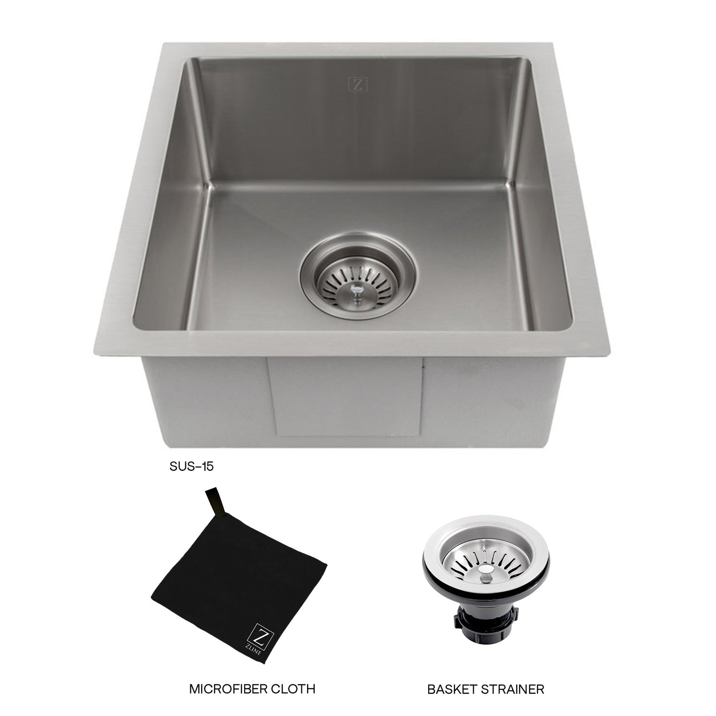 SUS-15 - 15" Boreal Undermount Single Bowl Bar Kitchen Sink in Stainless Steel