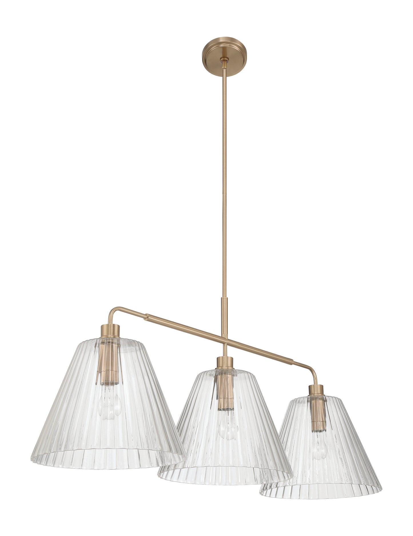 61173-CPZ - Pleated 3 Light 14" Wide Island Light - Premium Bronze