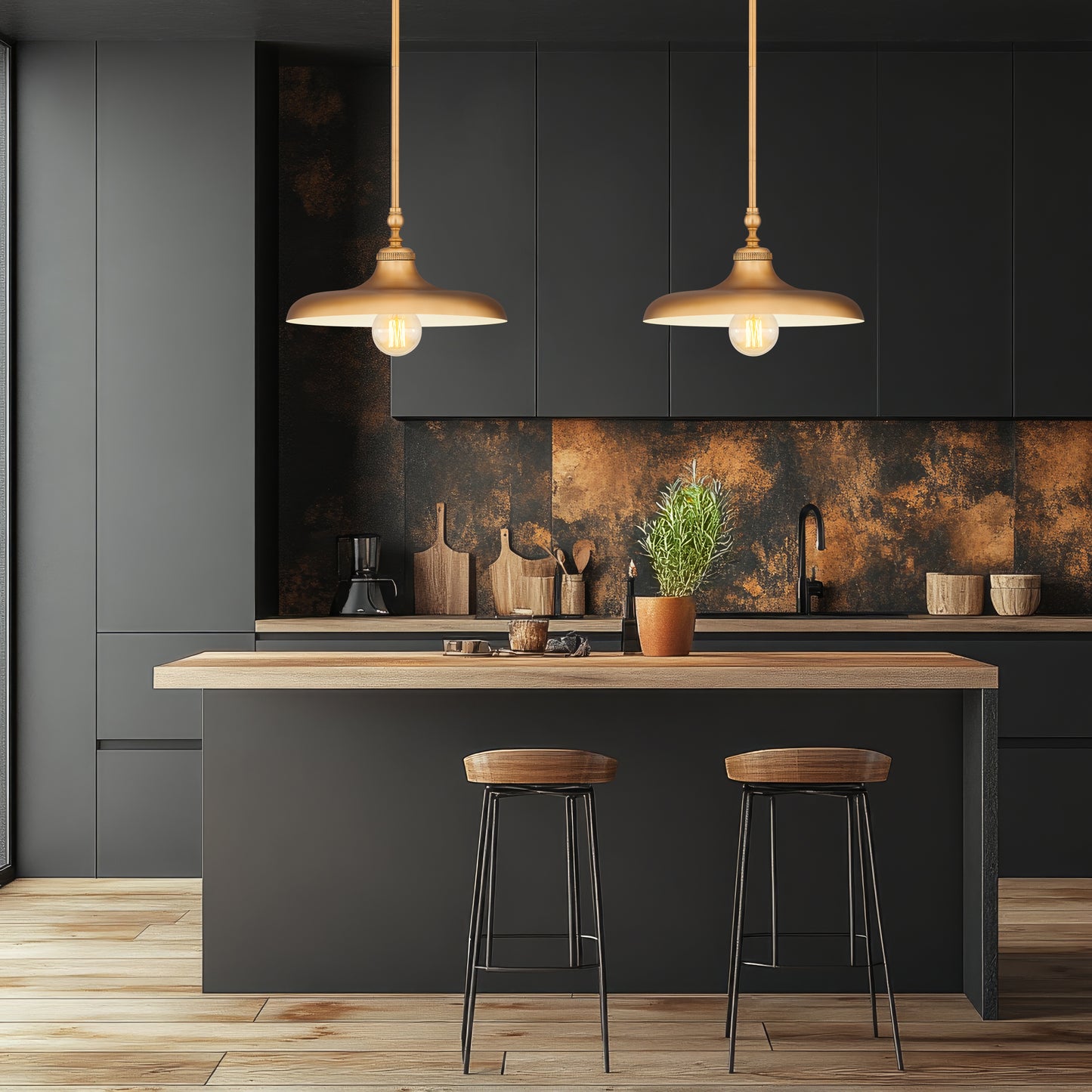 2308P14-RB - Camden 1 Light 14" Pendant - Rubbed Brass