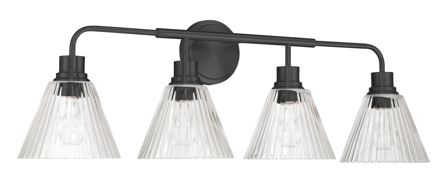 61104-FB - Pleated 4 Light 34" Wide Vanity Light - Flat Black