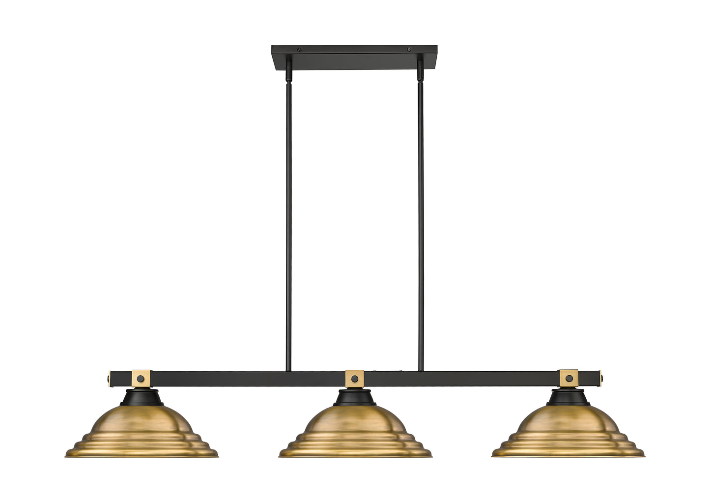1955-3MB-RB-SRB - Bronte 3 Light 55" Billiard - Matte Black / Rubbed Brass