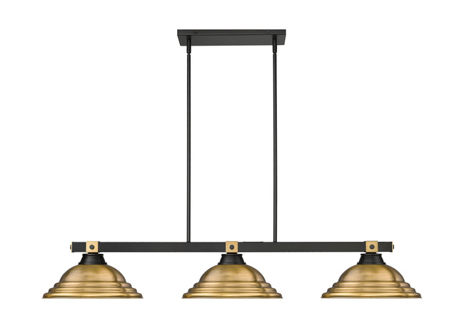1955-3MB-RB-SRB - Bronte 3 Light 55" Billiard - Matte Black / Rubbed Brass