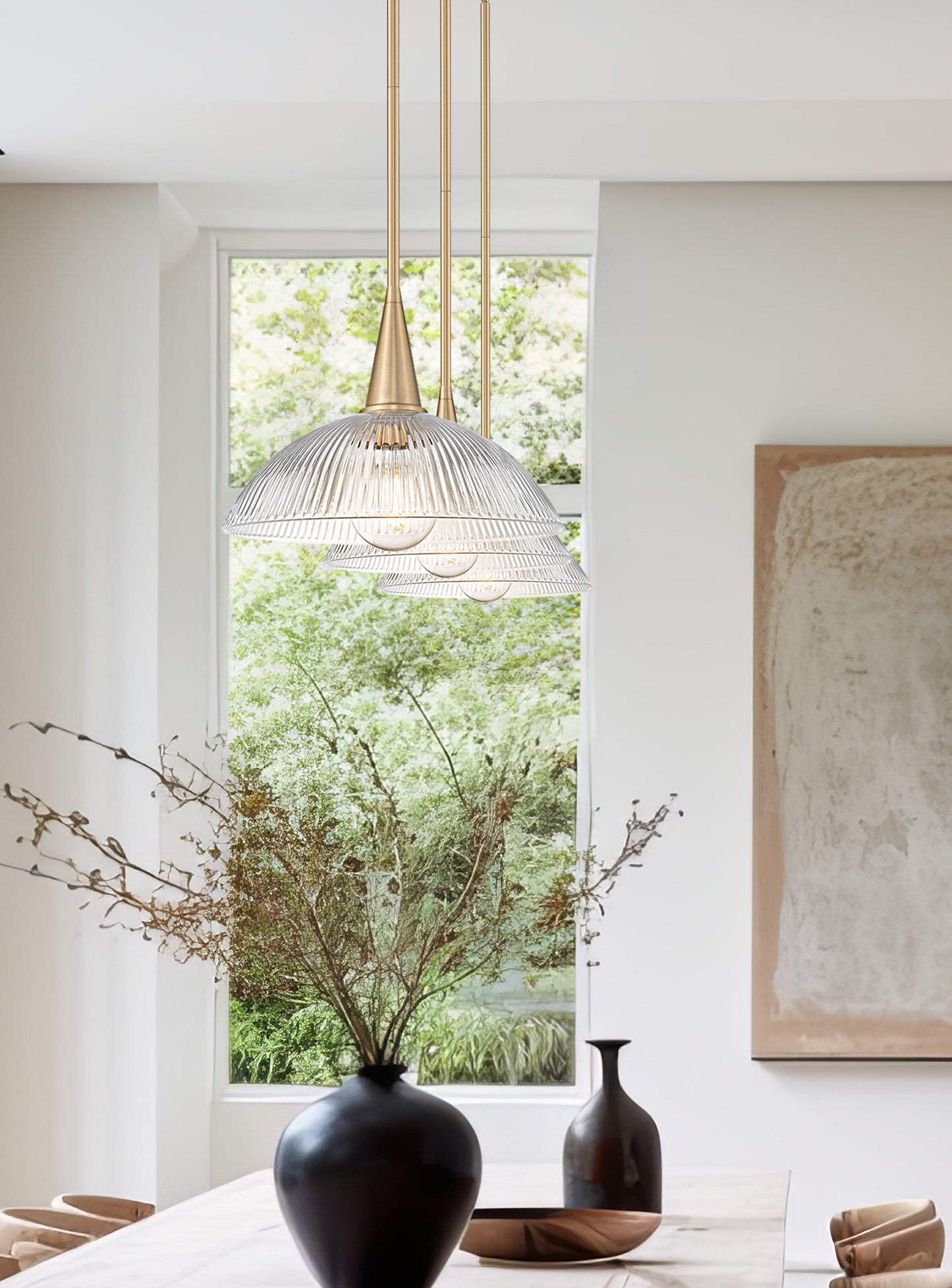 3051P12-3L-MGLD - Lunelle 3 Light Linear 52" Chandelier - Modern Gold