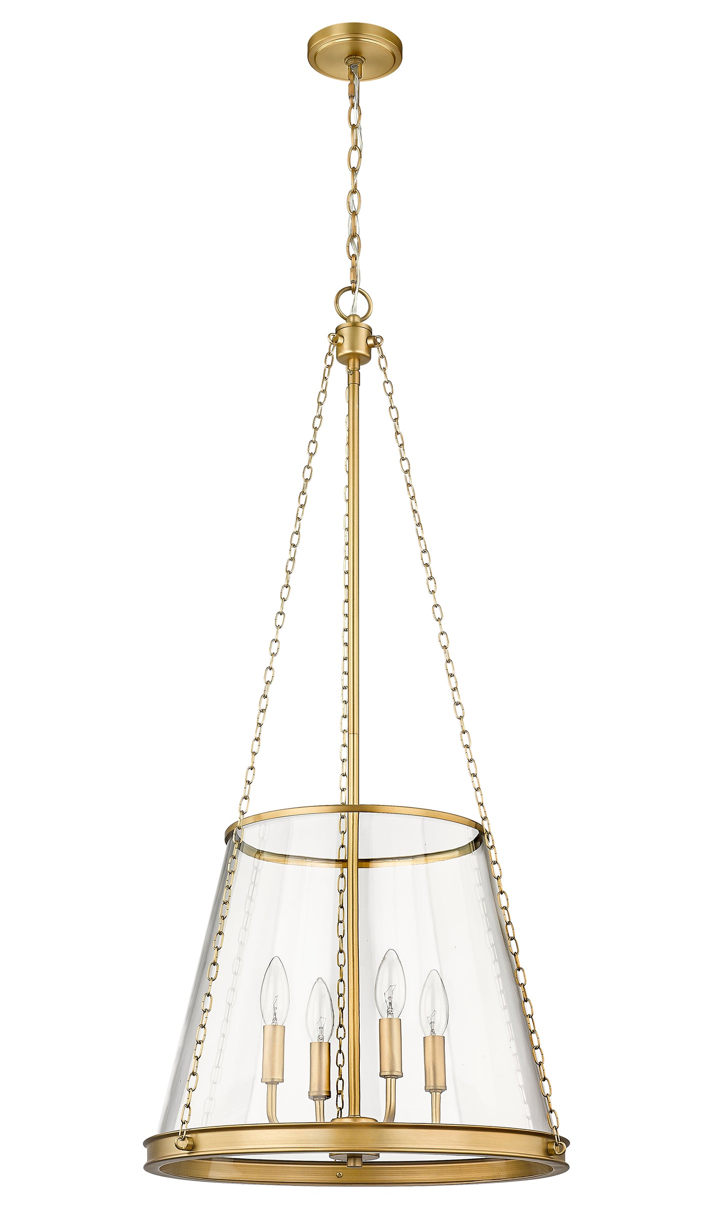 341P18-RB - Prescott 4 Light 18" Pendant - Rubbed Brass