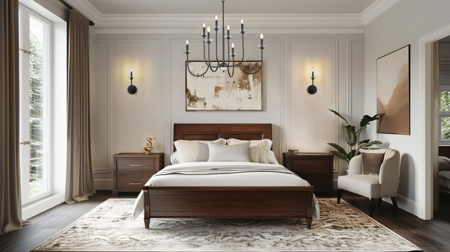 352-8MB - Allistair 8 Light 36" Chandelier - Matte Black