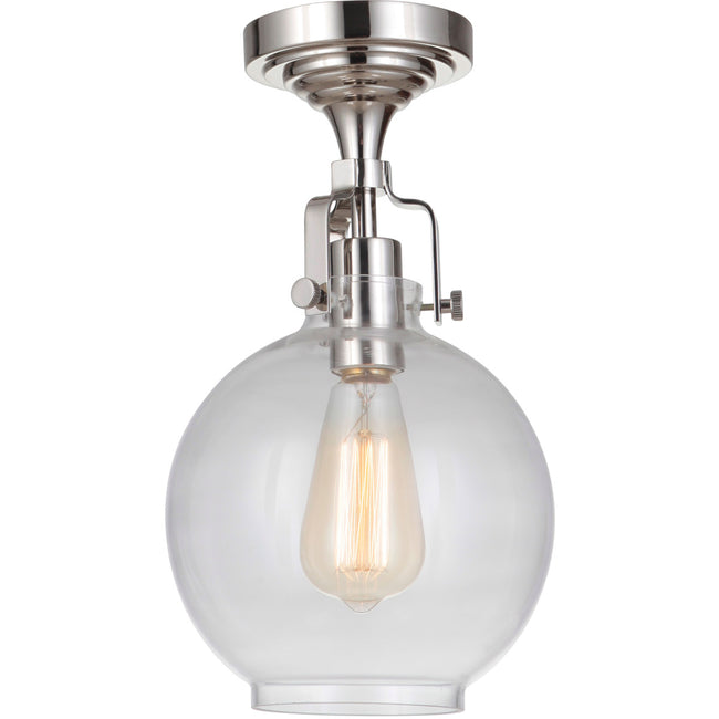 X8308-PLN-C - State House 1 Light 13.6" High Semi Flush Mount - Polished Nickel