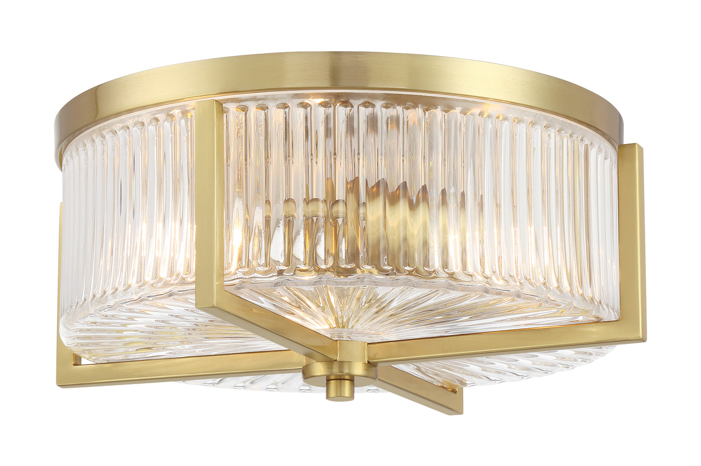 60183-SB - Whittley 3 Light 13.75" Wide Flush Mount - Satin Brass