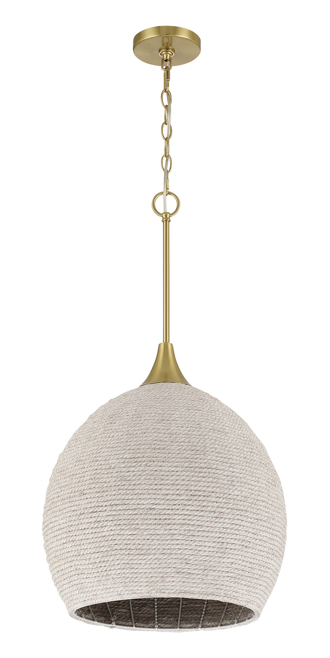 61391W-SB - Keira 1 Light 16" Wide Pendant - Satin Brass