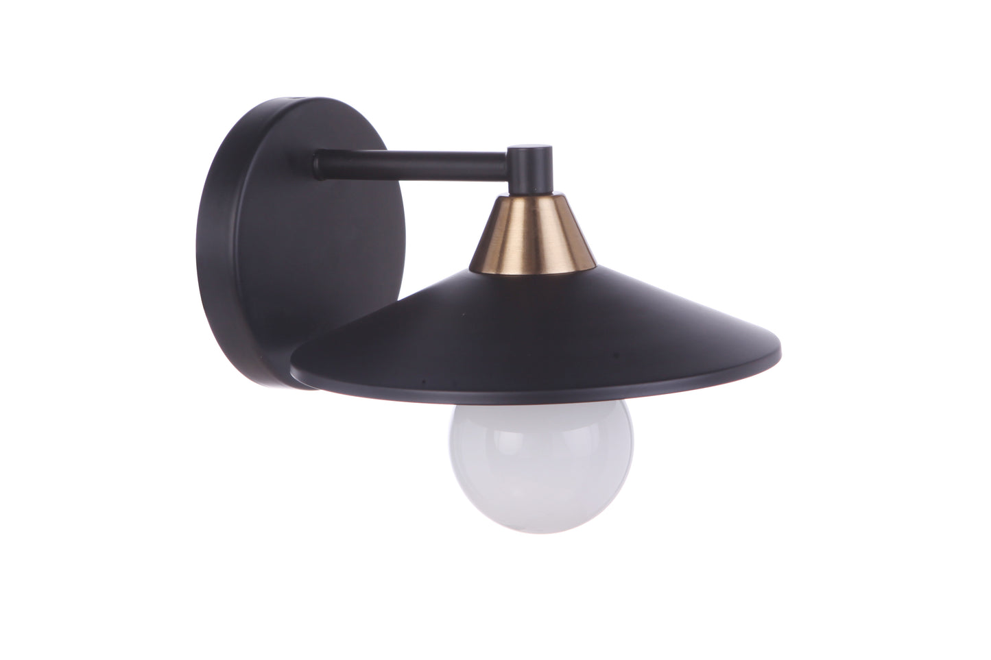 12508FBSB1 - Isaac 1 Light 5.12" High Wall Sconce - Flat Black / Satin Brass