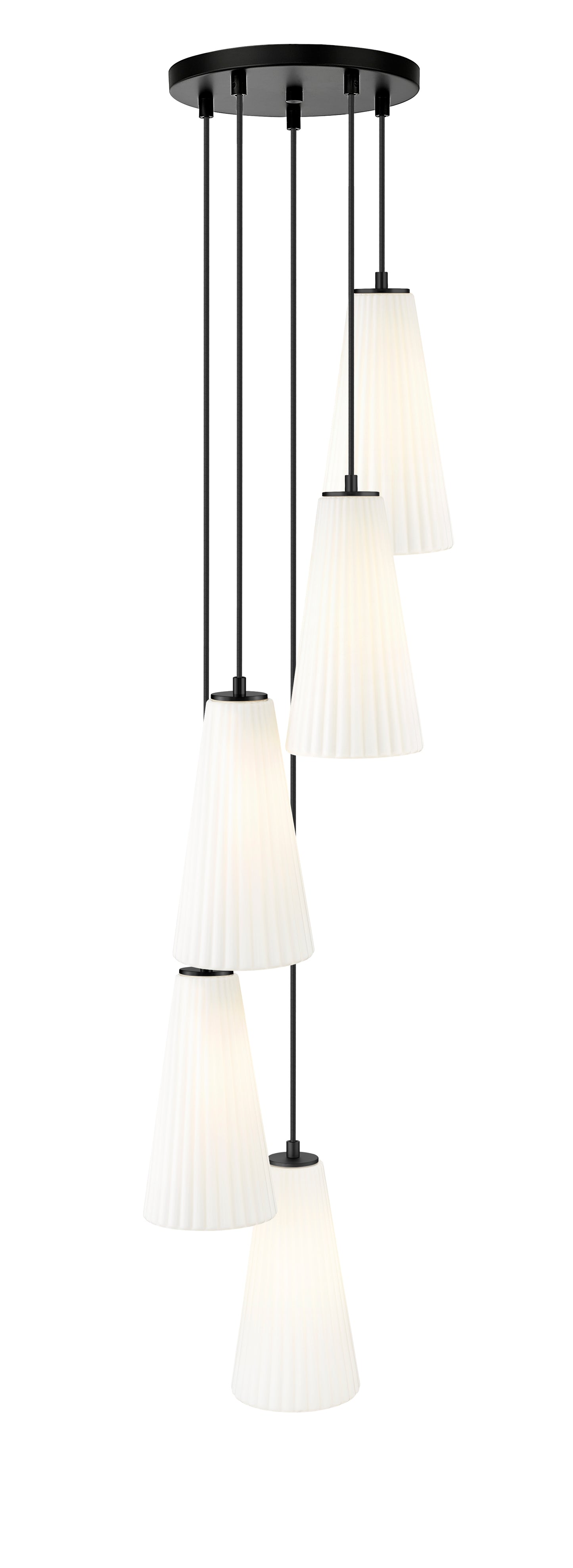 3043P7-5R-MB - Farrell 5 Light 12" Chandelier - Matte Black
