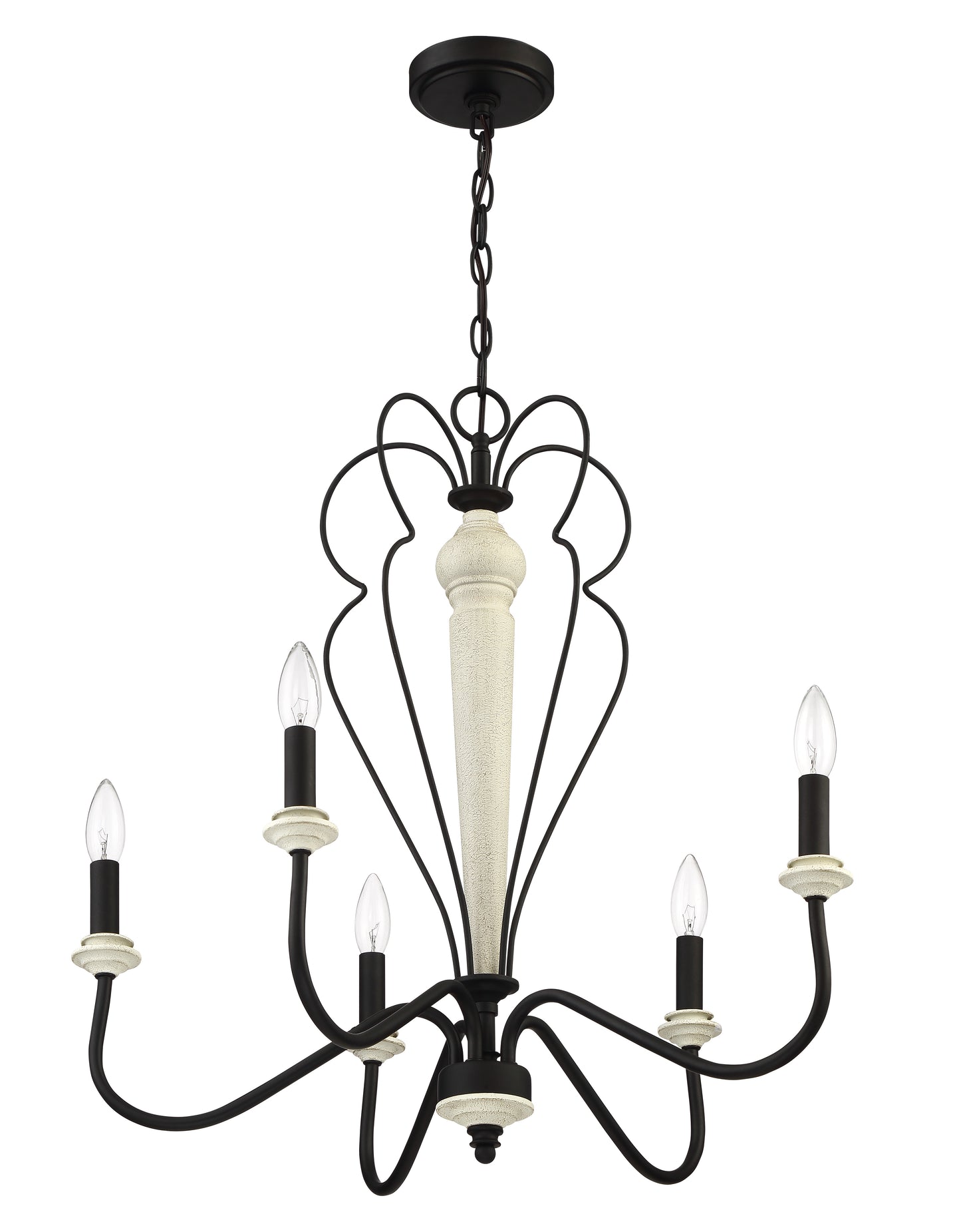 52525-CWESP - Anna 5 Light 26" Wide Chandelier - Cottage White / Espresso