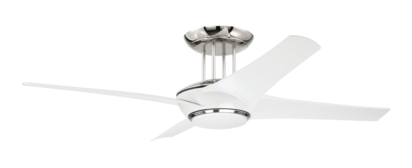 CAM54WPLN4 - Cam 54" 4 Blade Ceiling Fan with Light Kit - White / Polished Nickel