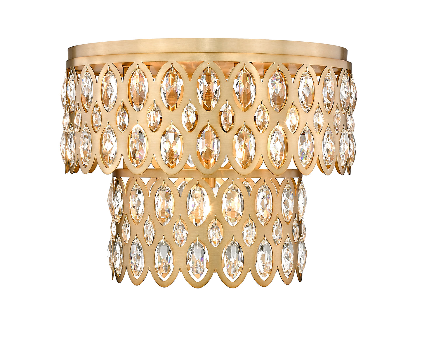822F15-HB - Dealey 5 Light Flush 15" Mount - Heirloom Brass