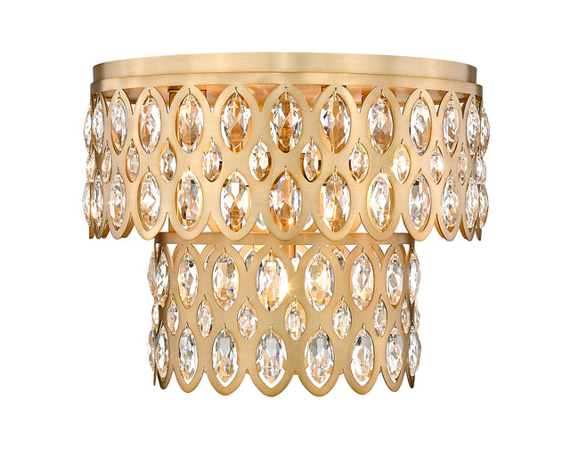 822F15-HB - Dealey 5 Light Flush 15" Mount - Heirloom Brass