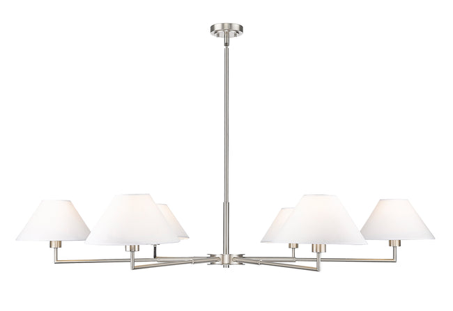 744-63R-BN - Leila 6 Light 63" Chandelier - Brushed Nickel