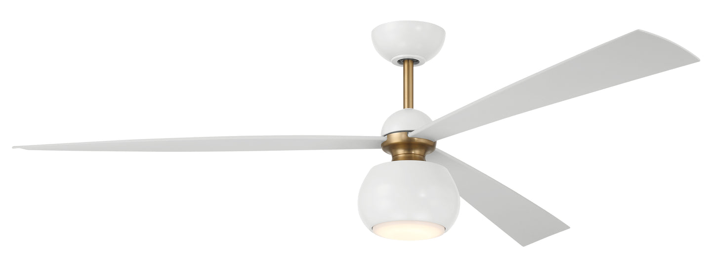 OTT60WSB3 - Otto 60" 3 Blade Ceiling Fan with Light Kit - White / Satin Brass