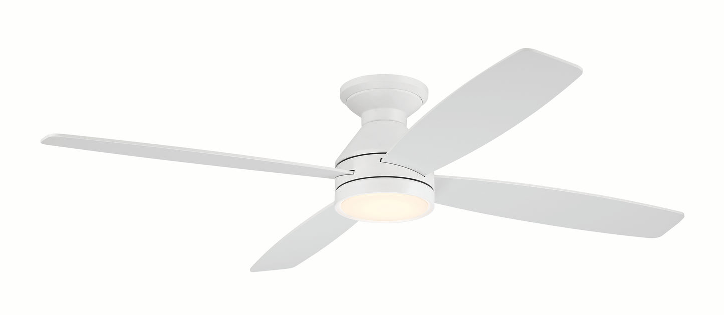 DMC52W4 - DeMarco 52" 4-blade Ceiling Fan Indoor/Outdoor Damp Rated 52" 4 Blade Indoor Outdoor Ceiling Fan with Light Kit - White