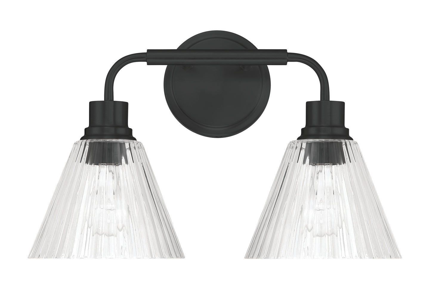 61102-FB - Pleated 2 Light 17" Wide Vanity Light - Flat Black