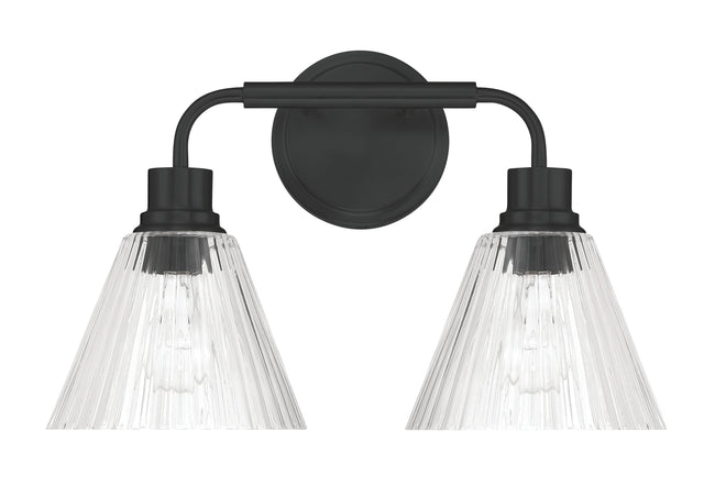61102-FB - Pleated 2 Light 17" Wide Vanity Light - Flat Black