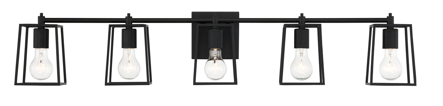 12141FB5 - Dunn 5 Light 41" Wide Vanity Light - Flat Black