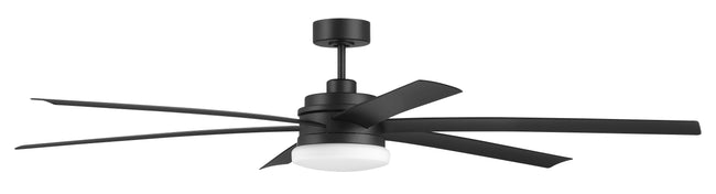 CLZ72FB6-NWF - Chilz 72" Ceiling Damp rated, no Wifi 72" 6 Blade Indoor Outdoor Ceiling Fan with Light Kit - Flat Black
