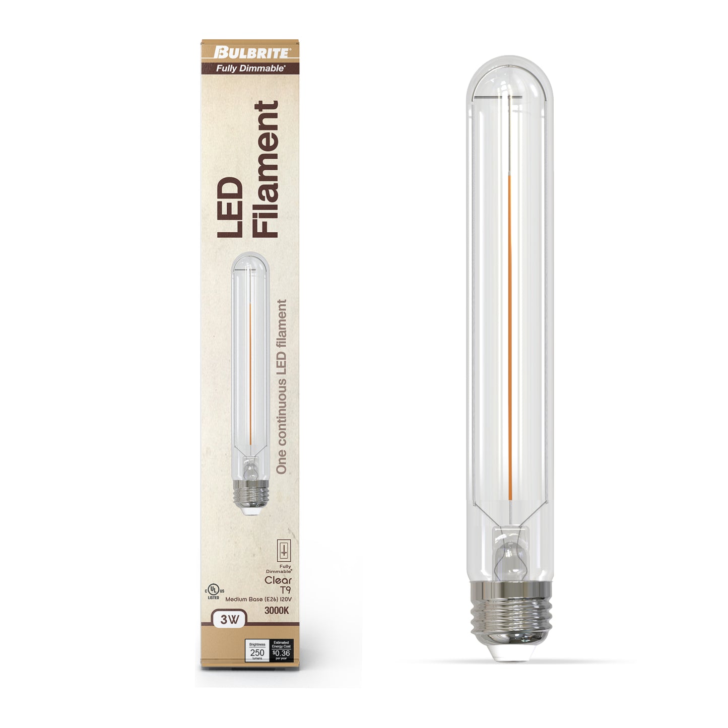776949 - Dimmable Clear T9 7.5�� LED Light Bulb - 3 Watt - 3000K - 3 Pack