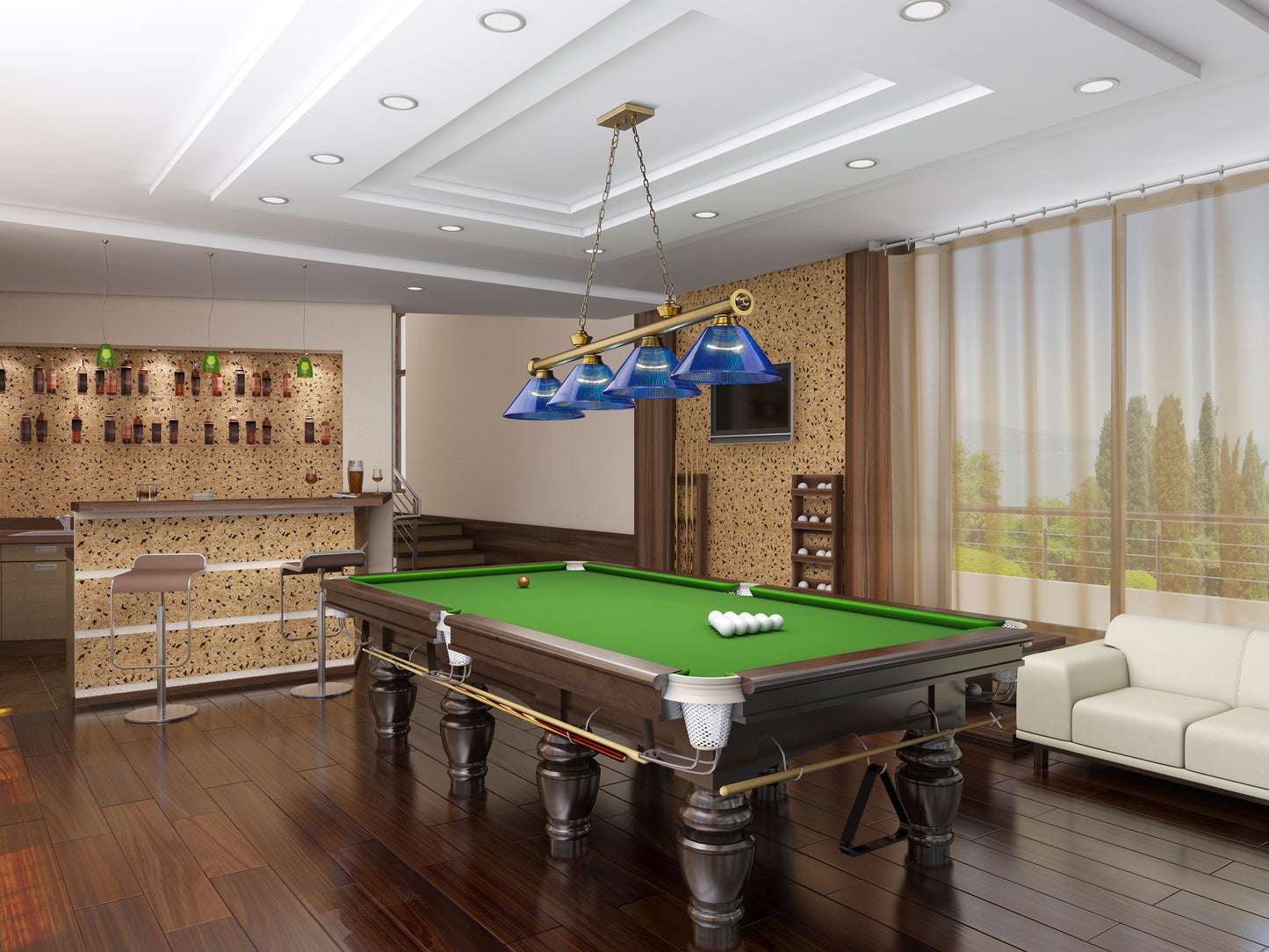 2306-4RB-ARDB - Cordon 4 Light 81" Billiard - Rubbed Brass