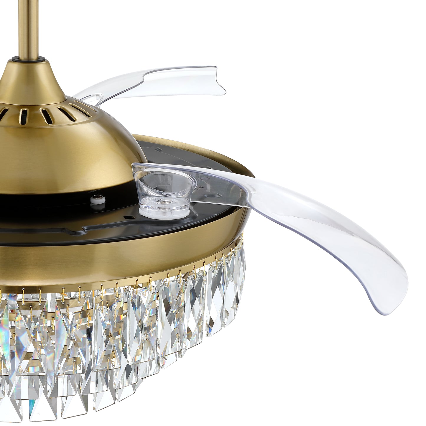 SOF42SB3 - Sofia 42 Hidden Blades 42" 3 Blade Ceiling Fan with Light Kit - Satin Brass