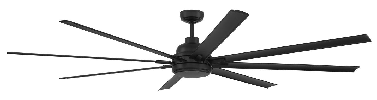 RSH84FB8-NWF - Rush 84" Ceiling Fan Wet Rated no Wifi 84" 8 Blade Indoor Outdoor Ceiling Fan with Light Kit - Flat Black
