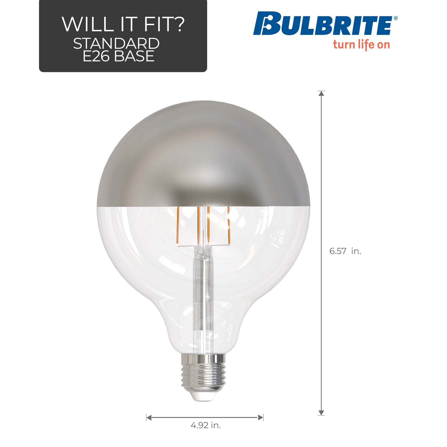 776920 - Dimmable Half Chrome G40 LED Light Bulb - 6 Watt - 2700K - 4 Pack
