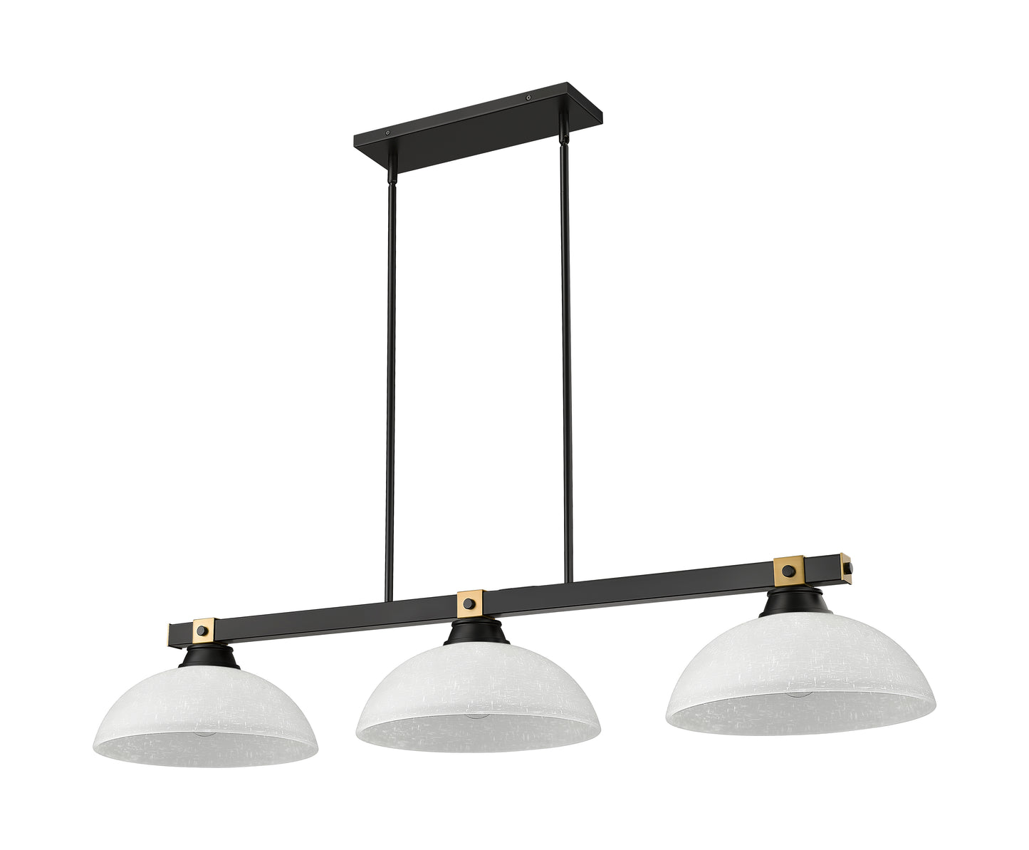 1955-3MB-RB-DWL14 - Bronte 3 Light 52" Billiard - Matte Black / Rubbed Brass