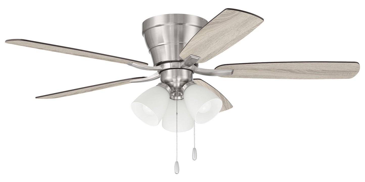 WHL52BNK5C3 - Wheeler 52 3-Light 52" 5 Blade Ceiling Fan with Light Kit - Brushed Nickel