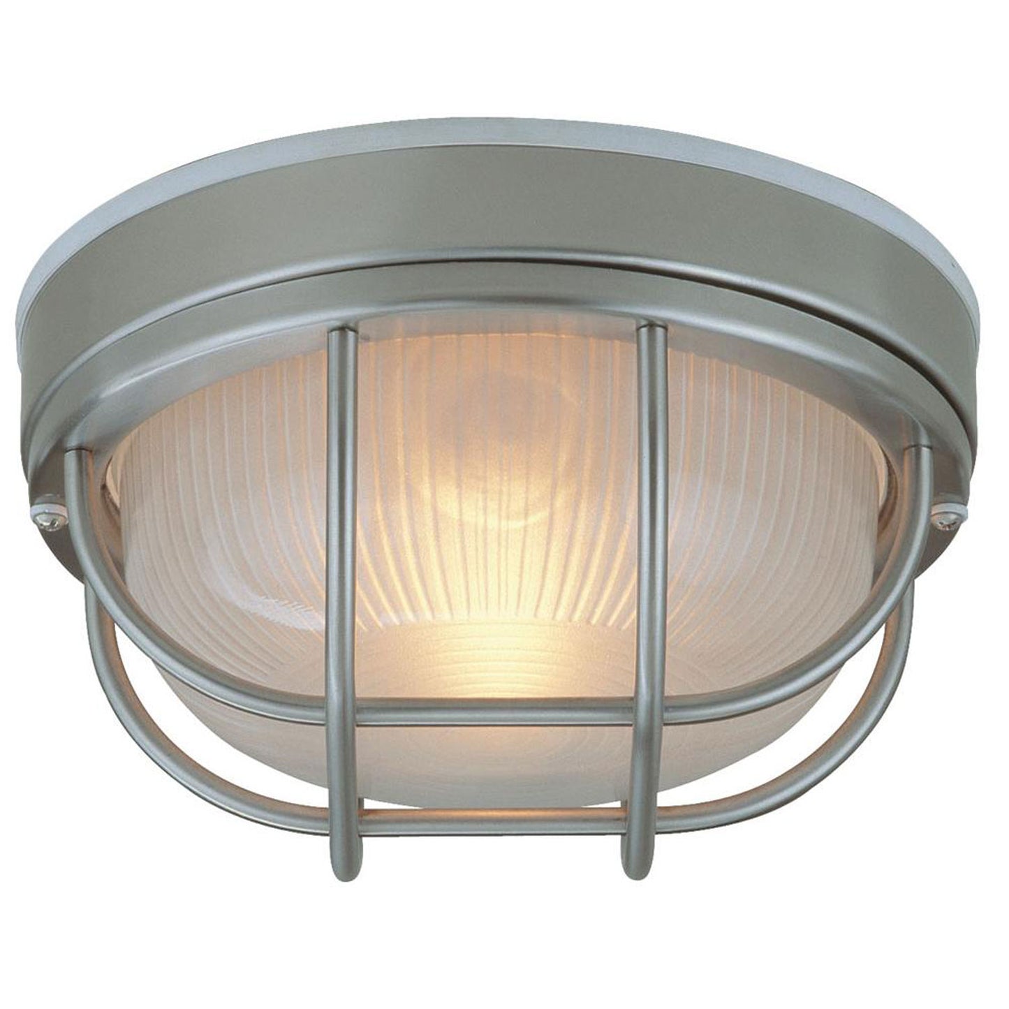 Z395-SS - Bulkheads Oval and Round 1 Light 10" Wide Flush Mount - Stainless Steel