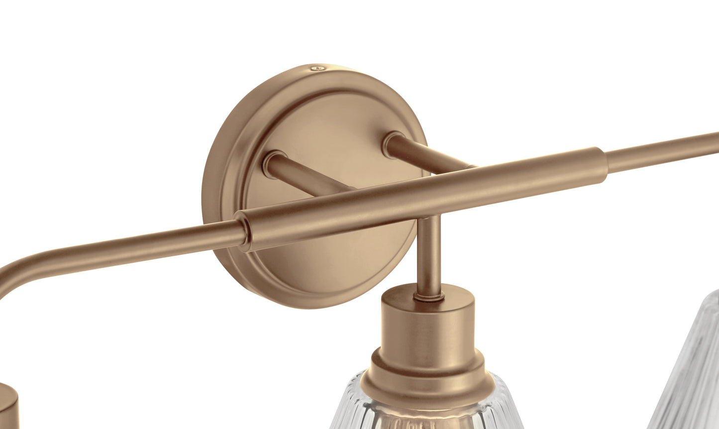61103-CPZ - Pleated 3 Light 25" Wide Vanity Light - Premium Bronze